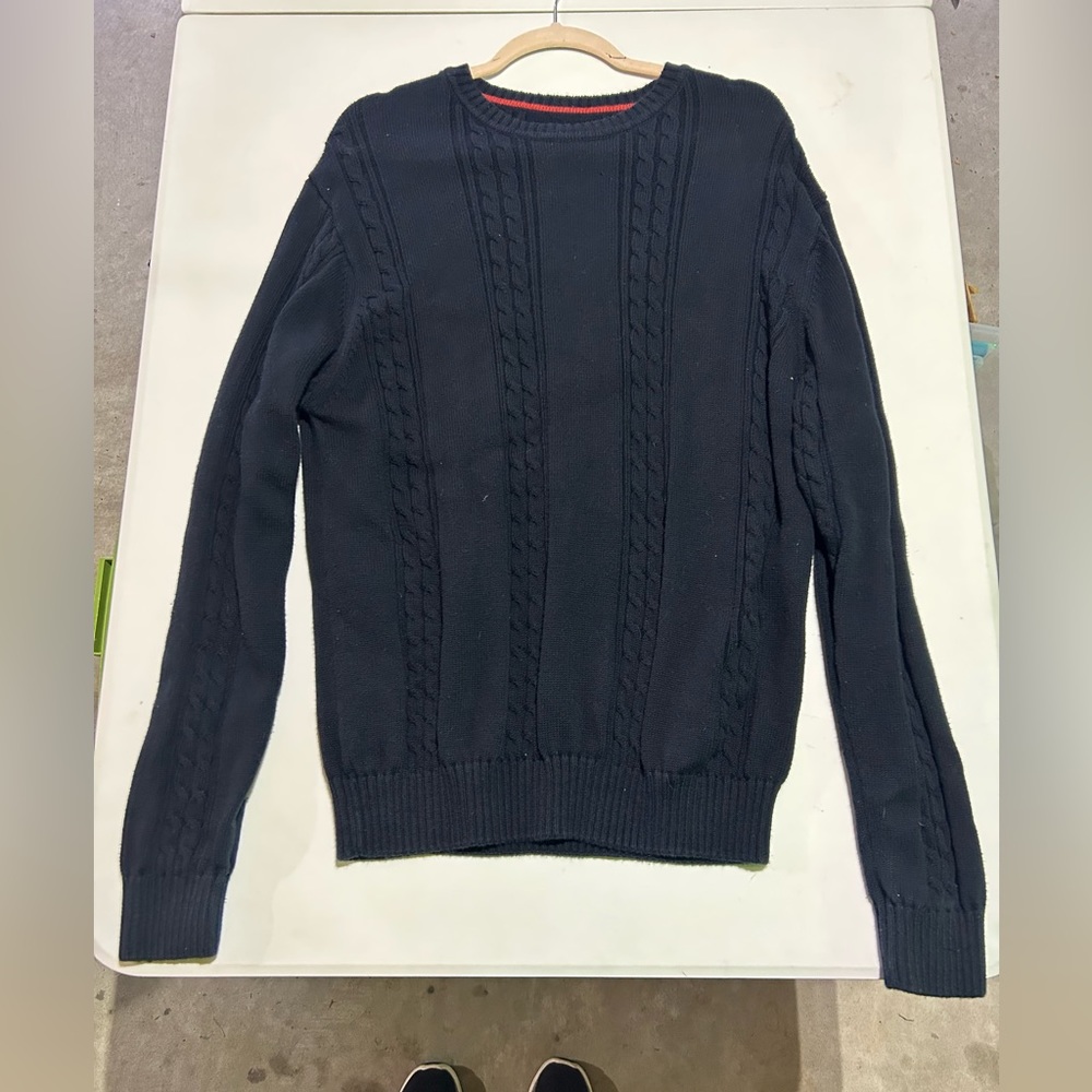 Sette Ponti Crew Neck Navy Blue Sweater Size Large